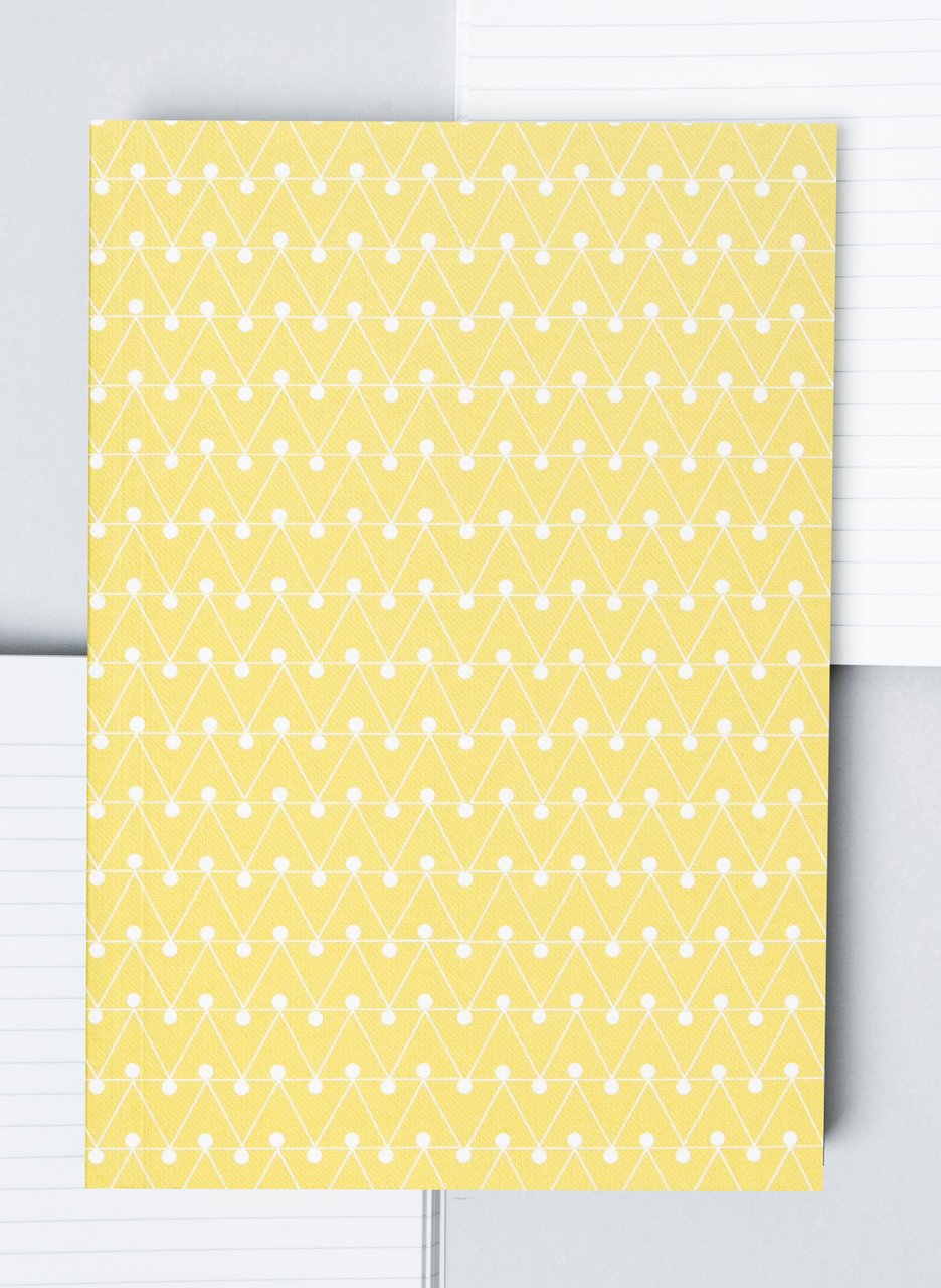 Ola Layflat Notebook Dash Print Leaf Yellow